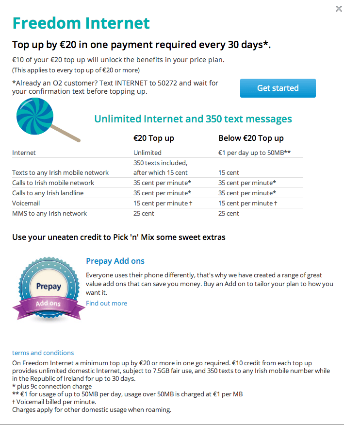 O2 Freedom Internet Prepay