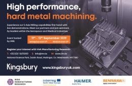 High performance, hard metal machining, 11th, 12th, September, National Science Park, Mullingar