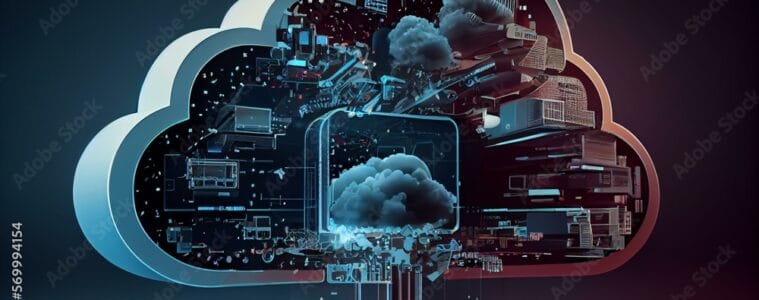 Cloud computing, IT, technology background, AI Generated